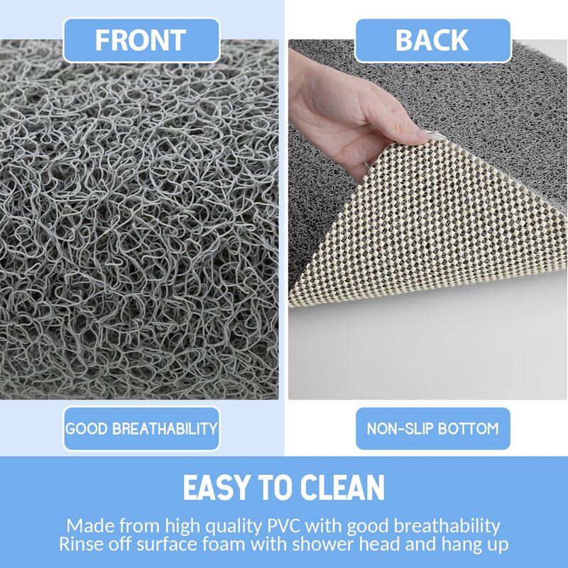 Hargiis Non Slip Bathtub Mat, Anti Slip Shower Mat, Quick Drying Bath Tub Mats, Foot Scrubber Mat, Anti Slip Mat for Tub, Floor, Bathroom, Home, Kitchen, Hotel (Grey 32"x17")
