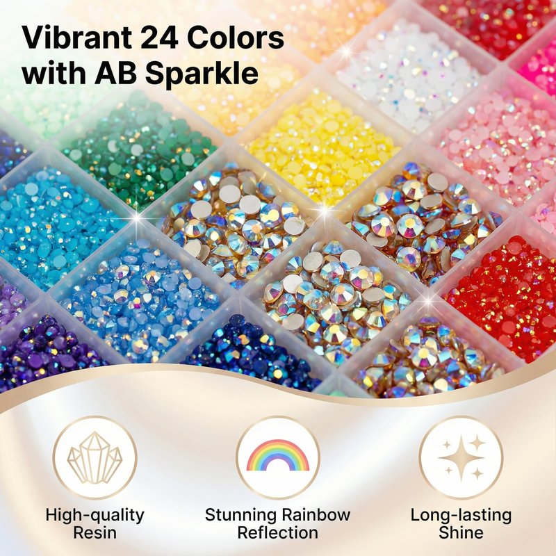 16000Pcs 3mm Rhinestones for Bedazzling, Bedazzler Kit with Rhinestones and Tools, Flatback Resin Jelly AB Colorful Rainbow Crystals Gems Set with Glue for Nail Art Crafting Clothes Crafts