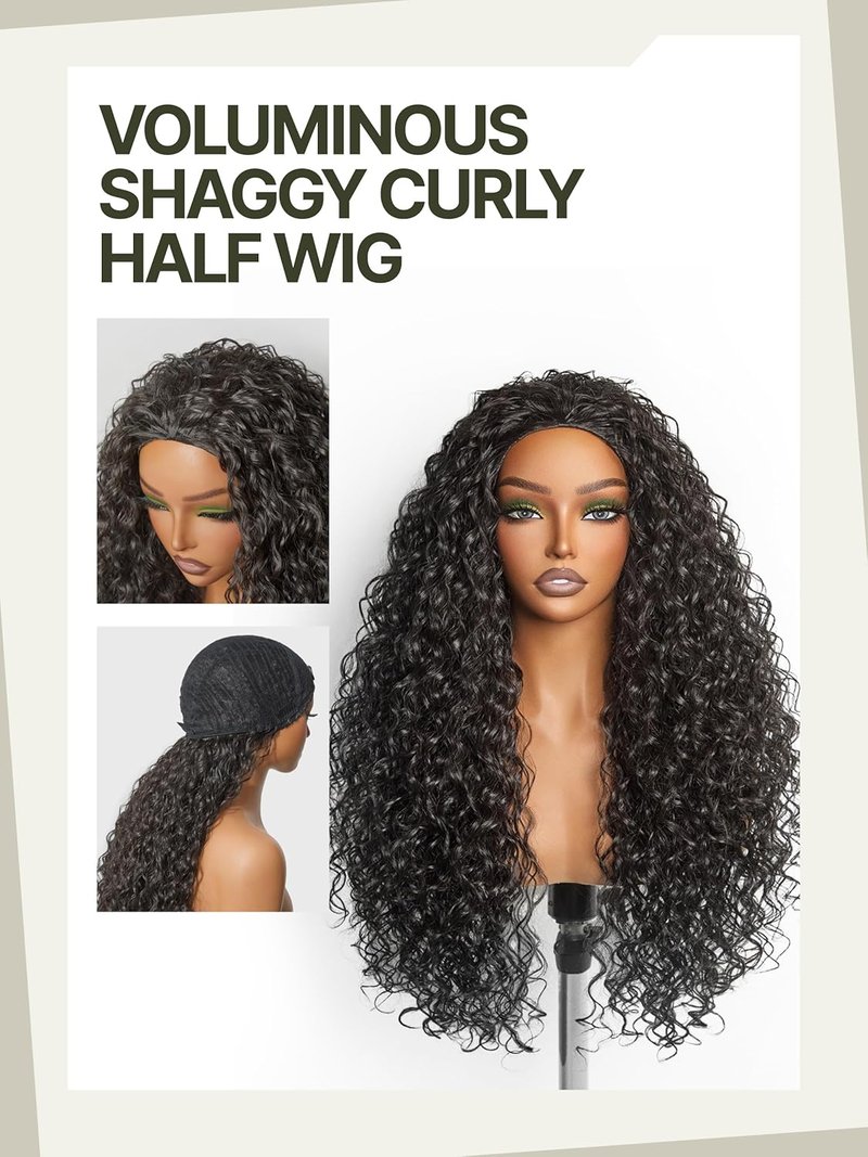 Frodio Curly Half Wig - 26 Inch Veralux™ Fiber Blend Headband Wig | 200% Density Natural Black