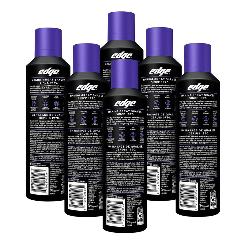 Edge Shaving Gel for Men - Extra Moisturizing Formula with Vitamin E | 6 Pack for Soothing and Irritation-Free Shaving