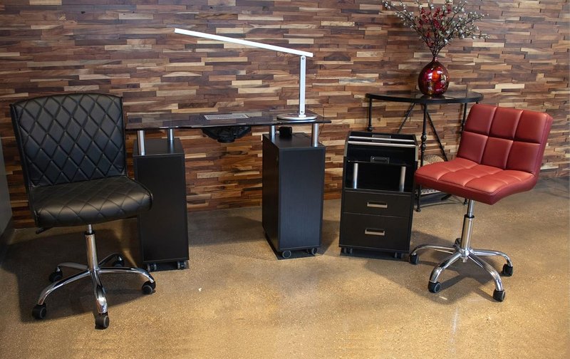 Skiennix Glass Glow Pedicure Trolley - Stylish Black Cart for Nail Salon Furniture & Equipment