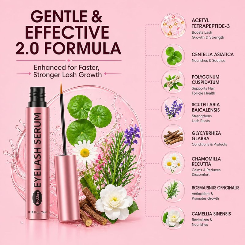 Lash Serum for Eyelash Growth: Premium Eyelash Growth Serum with Advanced Formula to Boost Longer Fuller and Thicker Lashes and Eyebrows - Gentle & Vegan for Sensitive Eyes
