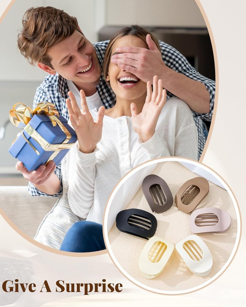 Flat Hair Clips for Women - 6 PCS French Medium Claw Clips | Strong Grip for Thick & Thin Hair
