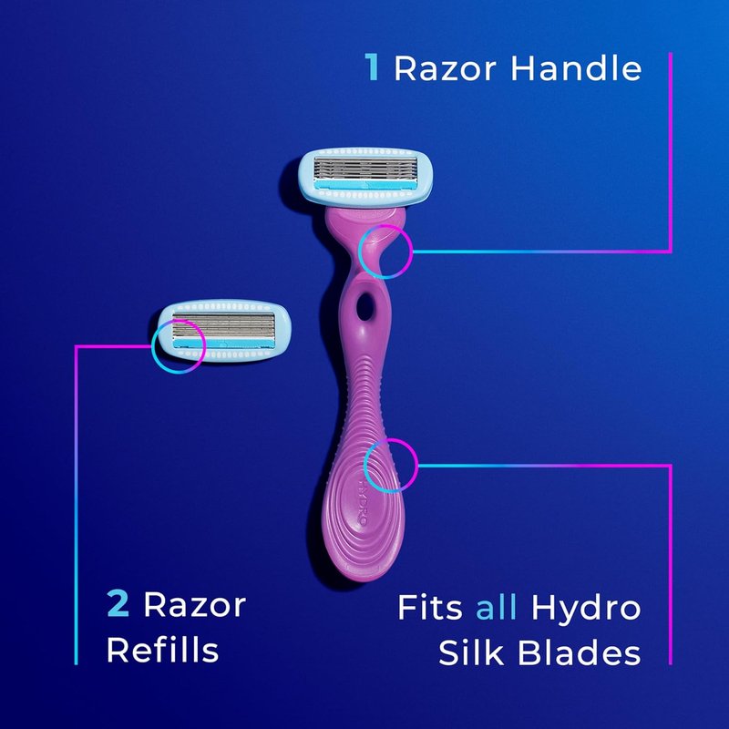 Schick Hydro Silk Women's Razor - 5-Blade Moisture Razor with 1 Handle & 2 Refills