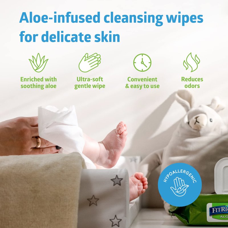 FitRight Personal Cleansing Wipes with Aloe 8x10 Scented 600 Count