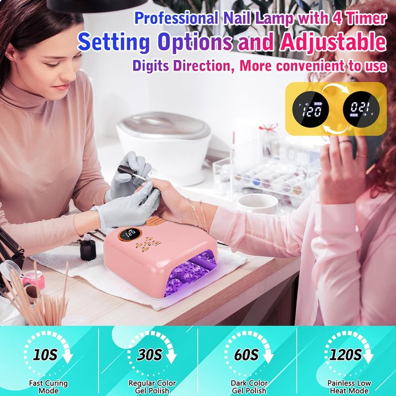 Cordless UV LED Nail Lamp - 72W Rechargeable Gel Nail Dryer with Patented Replaceable Light Board - Extra Spare Panel Included - Professional Wireless Curing Lamp for All Gels & Salon