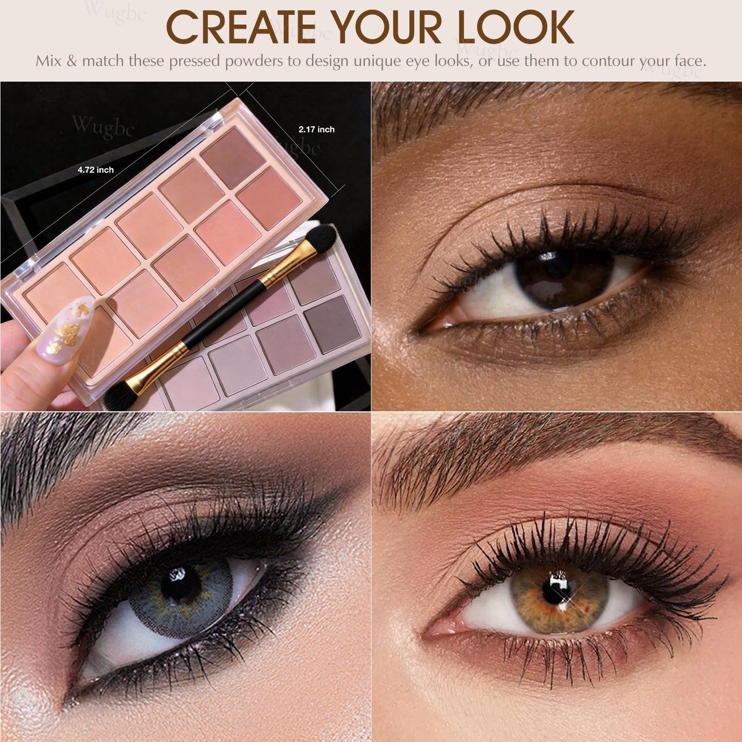 Wugbc 10 Colors Matte Eyeshadow Palette, Neutral Taupe Mauve Grey Brown Eye Shadow for Older Women, Long Lasting Blendable Smooth Versatile Nude Natural Smokey Eyeshadow Cool Toned Contour Makeup