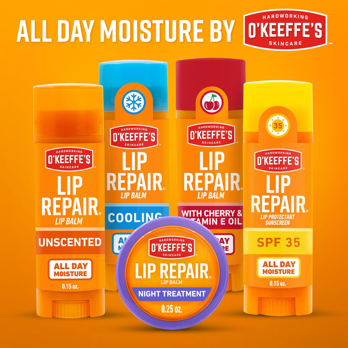 O'Keeffe's Lip Repair Lip Balm Set for Dry, Cracked Lips - Stick (Pack of 3: 1 Cooling + 1 Unscented + 1 SPF) - Moisturizer for for Extremely Cracked, Dry Lips