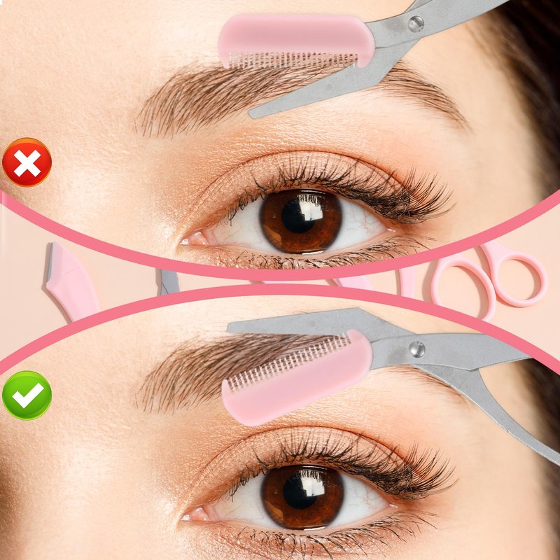 Elegaperma 6 Pcs Eyebrow Scissors with Comb, 3 Styles Pink Eye Brow Scissors for Women, Eyebrow Trimming Scissors, New Tijeras para Cejas for Women Girl