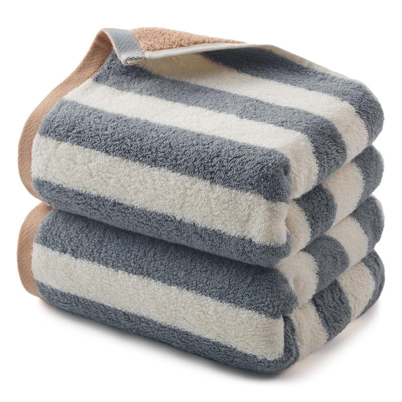 REDKISS Striped Hand Towels for Bathroom, Kitchen Decor, Guest Use, Kids & Adults, 100% Cotton, 12” x 28”, 2 Pack