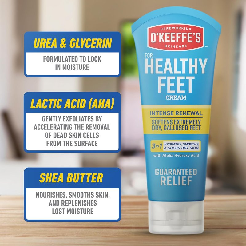 O'Keeffe's Intense Renewal Cream for Healthy Feet - Exfoliates & Softens Dry, Callused Skin - 3 oz Tube
