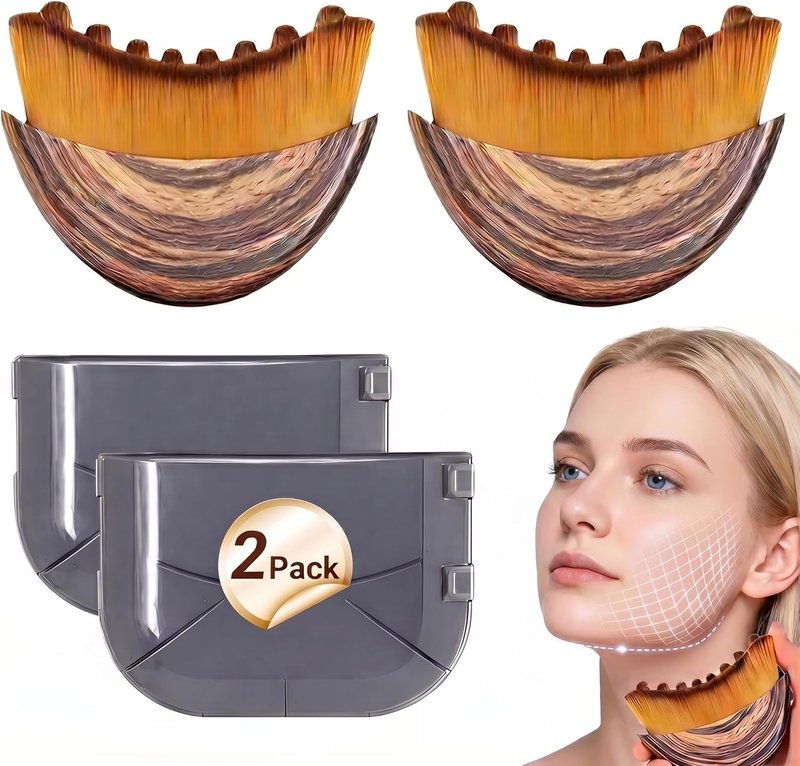 Lymphatic Contour Face Brush,Lymphatic Face Brush,Lymphatic Drainage Brush,Dry Brush,Neck,Chin & Face Sculpting,Anti-Puffiness,Gua Sha & Improves Skin Glow,Skin Care Massage Tools. (2PC)