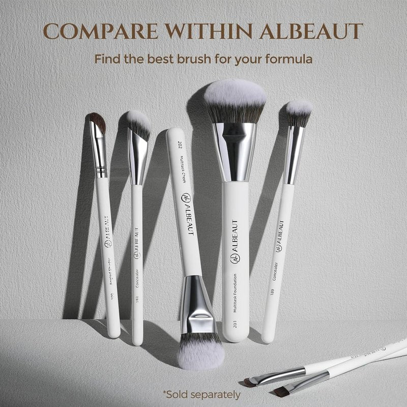 ALBEAUT 201 Angled Foundation Brush for Flawless Makeup Application Professional Liquid, Cream Powder Foundation Brush with Dense Bristles - Contoured for Precise Blending and Buffing