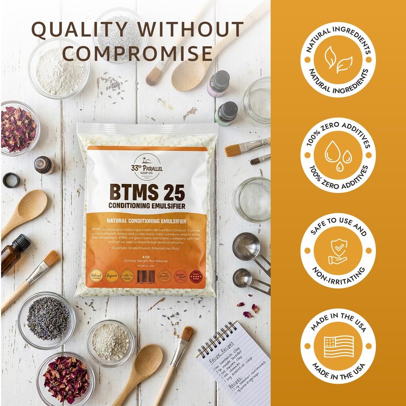BTMS 25 Conditioning Emulsifier - Behentrimonium Methosulfate & Cetearyl Alcohol | 1 lb (16 oz)