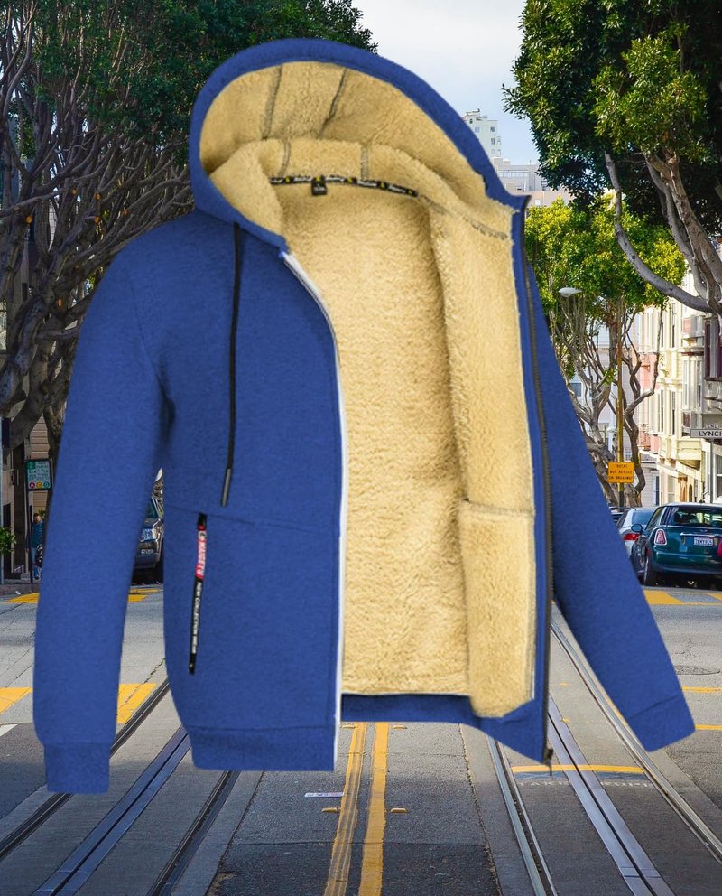 LIZALIG Men's Winter Hoodie Jacket Thickened Fleece-Lined Hooded Coat Cardigan-Style Warm Wear for Fall Season