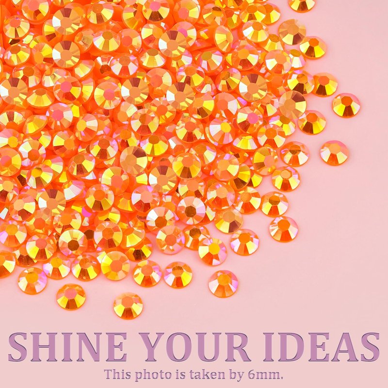 Resin Jelly Rhinestones for Crafting with B7000 Jewelry Glue, 1 Box Orange AB Flatback Crystal with 3Pcs 10ml Glue, Bedazzling Non Hotfix Gems for DIY Tumblers Clothing Shoes Manicure