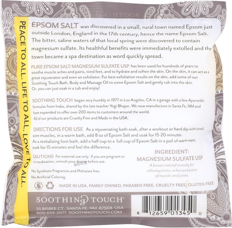 Epsom Salts Pouch - Unscented Relaxation Soak | 8 Ounce Size