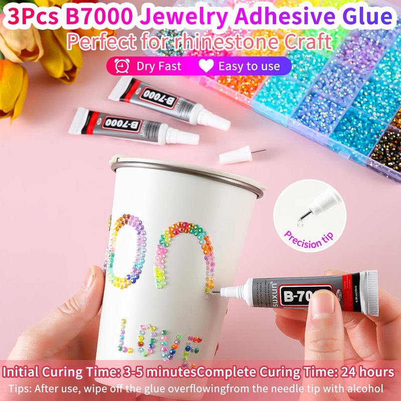 35000Pcs Resin Bedazzler Kit with Rhinestones and Tools 3mm Flat Back Rhinestones for Bedazzling Kit 28 Colors DIY Multicolor Bedazzling Gems for Crafting Clothes Cup Shoes Nail Makeup