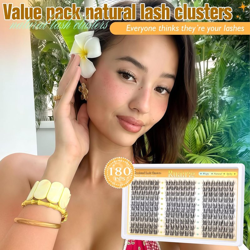 Ruairie Manga Lash Clusters - Natural Wispy Individual Eyelashes | 180pcs C Curl 11-13mm DIY Extensions