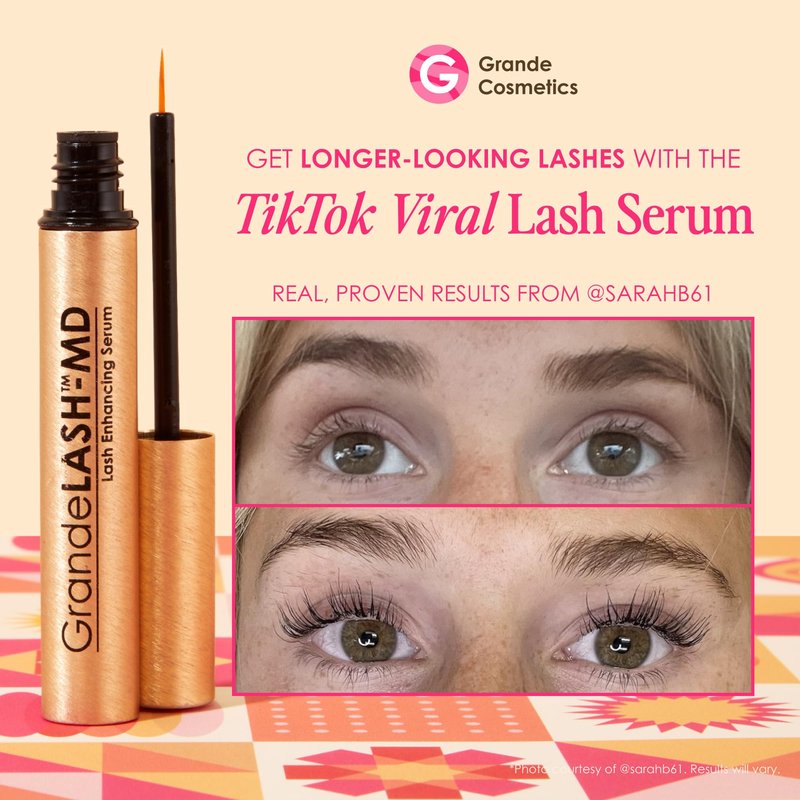 Grande Cosmetics GrandeLASH-MD Lash Enhancing Serum - Peptide & Vitamin Infused Formula for Longer, Thicker, Fuller Looking Lashes - Ophthalmologist Tested, Cruelty-Free, 6 Month Supply (4mL)