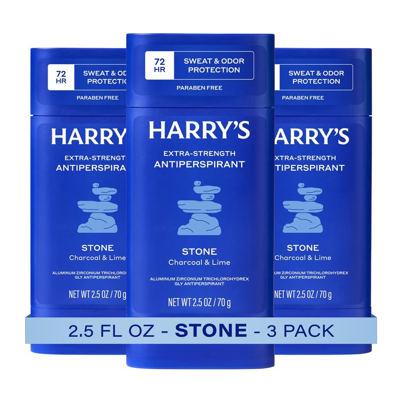 Harry's Extra-Strength Antiperspirant Deodorant, Sweat & Odor Control Antiperspirant for Men, Stone, 2.5 oz Pack of 3