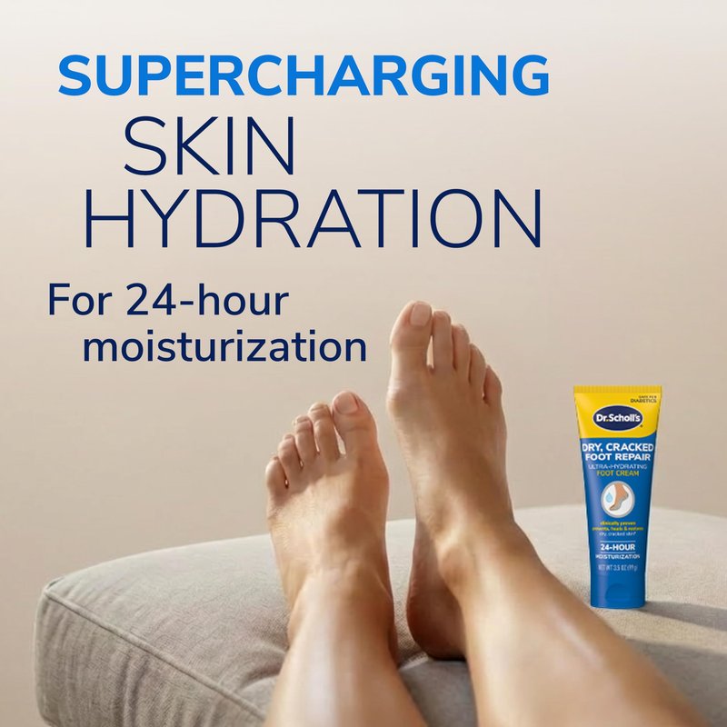 Dr. Scholl's Dry, Cracked Foot Repair Ultra-Hydrating Foot Cream Moisturizer, 3.5 oz, Skin Care Foot Lotion with 25% Urea for Dry Cracked Feet, Heals and Moisturizes for Healthy Feet