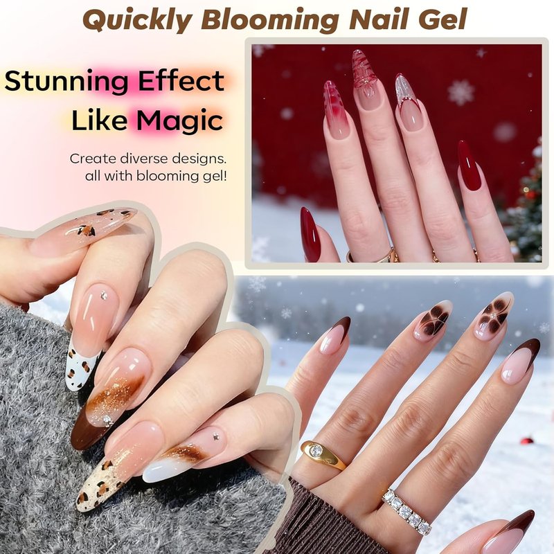 Modelones Gel Top Coat & Blooming Gel Nail Polish Set - 15ml Each | Nail Art Palette Included