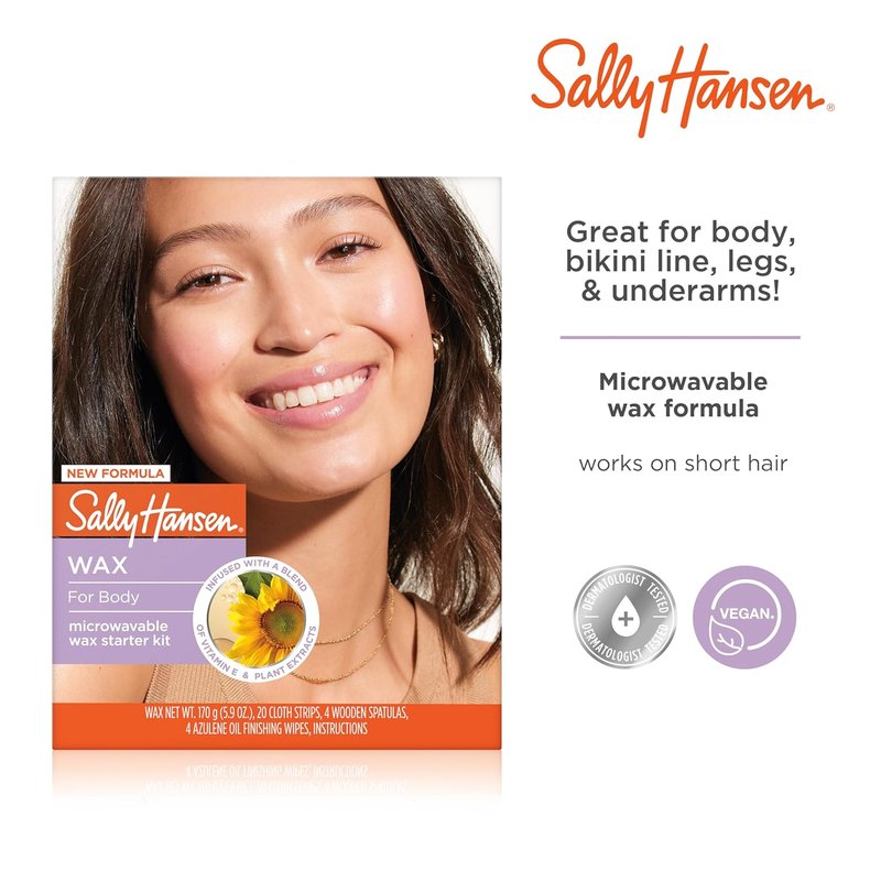 Sally Hansen Microwavable Wax Kit - Hair Removal for Body, Legs, Underarms & Bikini | Vegan & Dermatologist Tested