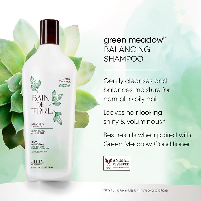 Bain de Terre Green Meadow Shampoo - Gentle Cleansing for Soft, Silky Hair | Paraben-Free, Color-Safe
