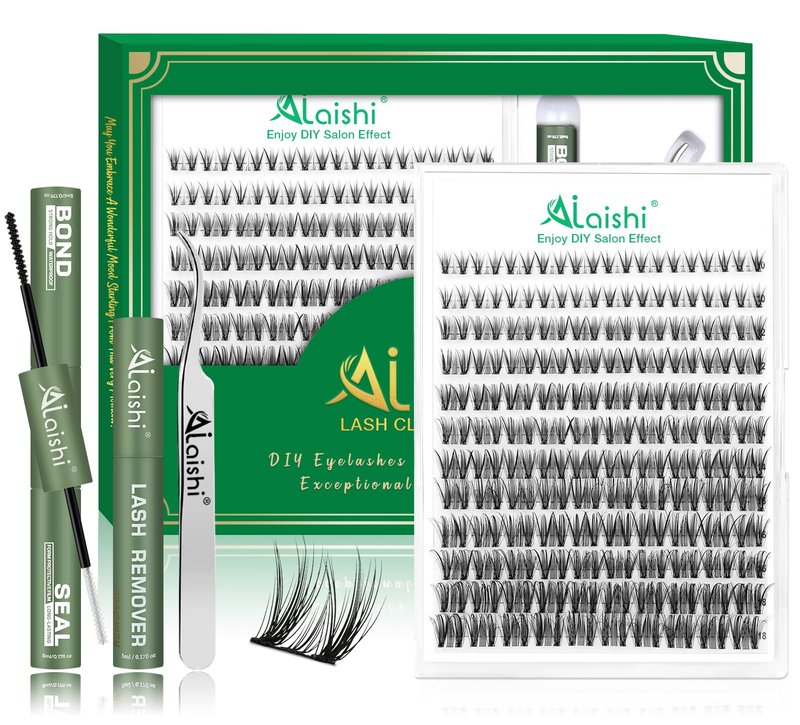 AILAISHI Wispy Lash Clusters Kit Natural Eyelash Clusters 10-18mm Lash Extension Kit 120pcs D Curl Manga Eyelash Extensions Kit with Lash Bond and Seal, Remover, Tweezers for 3D DIY （MIX1-1-L）