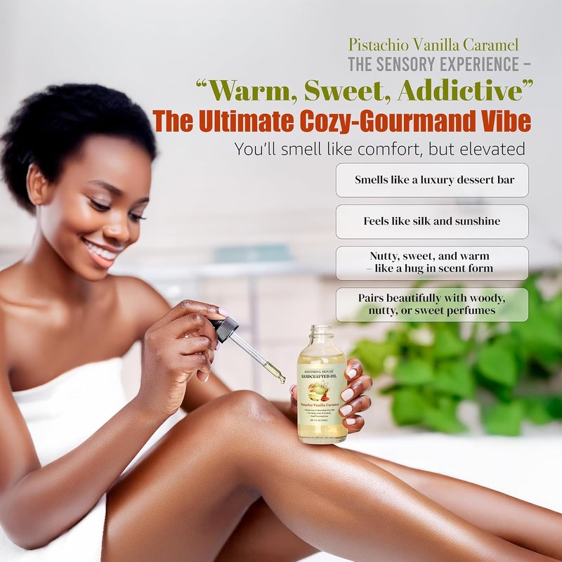 Pistachio Vanilla Caramel Body Oil - Nourishing Moisturizer for Soft, Glowing Skin | Jojoba & Almond Oil (4 fl oz)