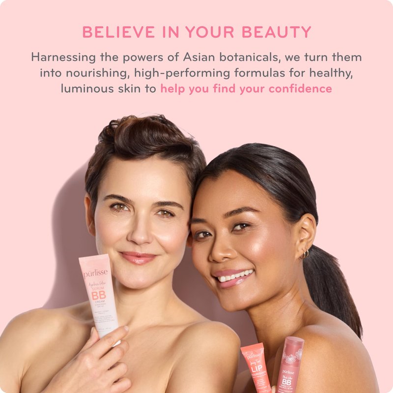 pūrlisse Ageless Glow Serum BB Cream SPF 40 - Glowy Tinted Moisturizer with SPF - Korean Skin Care Formula with Vitamin C & Bakuchiol to Firm, Brighten & Even Skin - Medium Warm(1.4 oz)