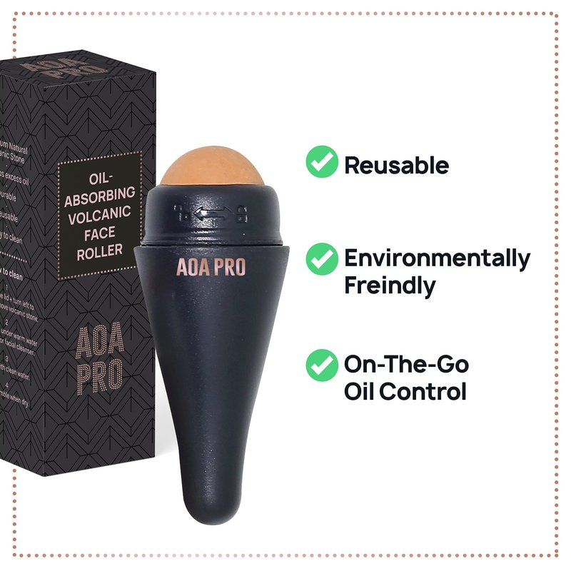 AOA STUDIO Face Roller for Oil-Absorbing Volcanic Face Roller Reusable Facial Skincare Tool Face Massage (Black)