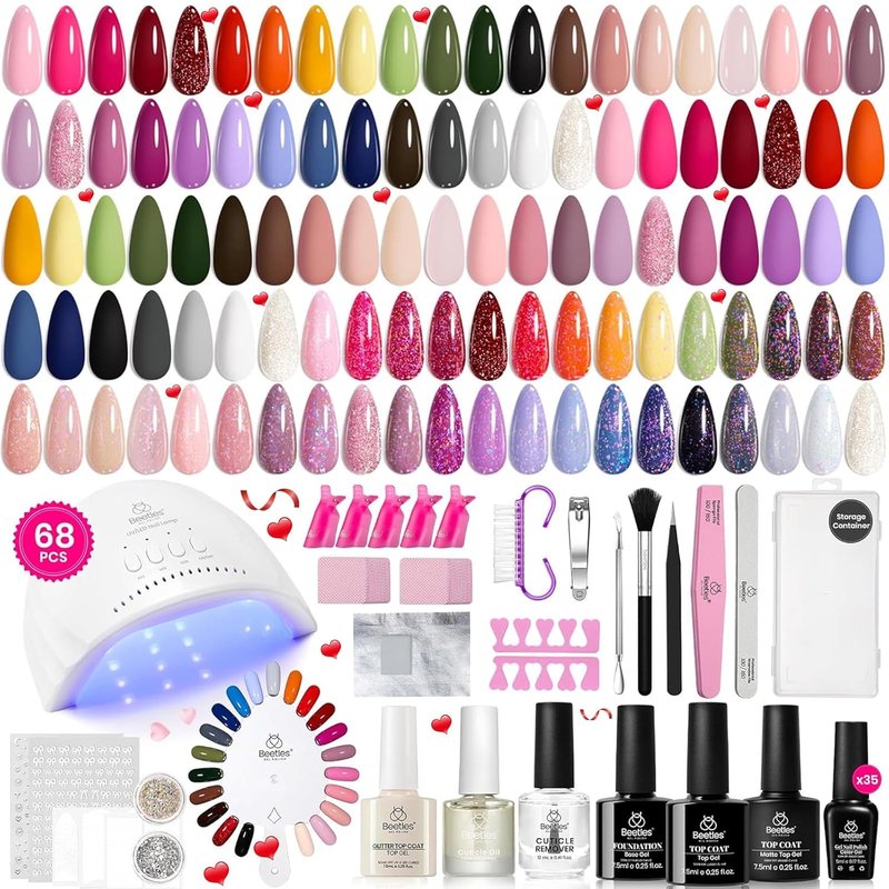 Beetles Gel Nail Polish Kit - 35 Colors & UV Light | Complete DIY Manicure Set for Beginners & Gifts