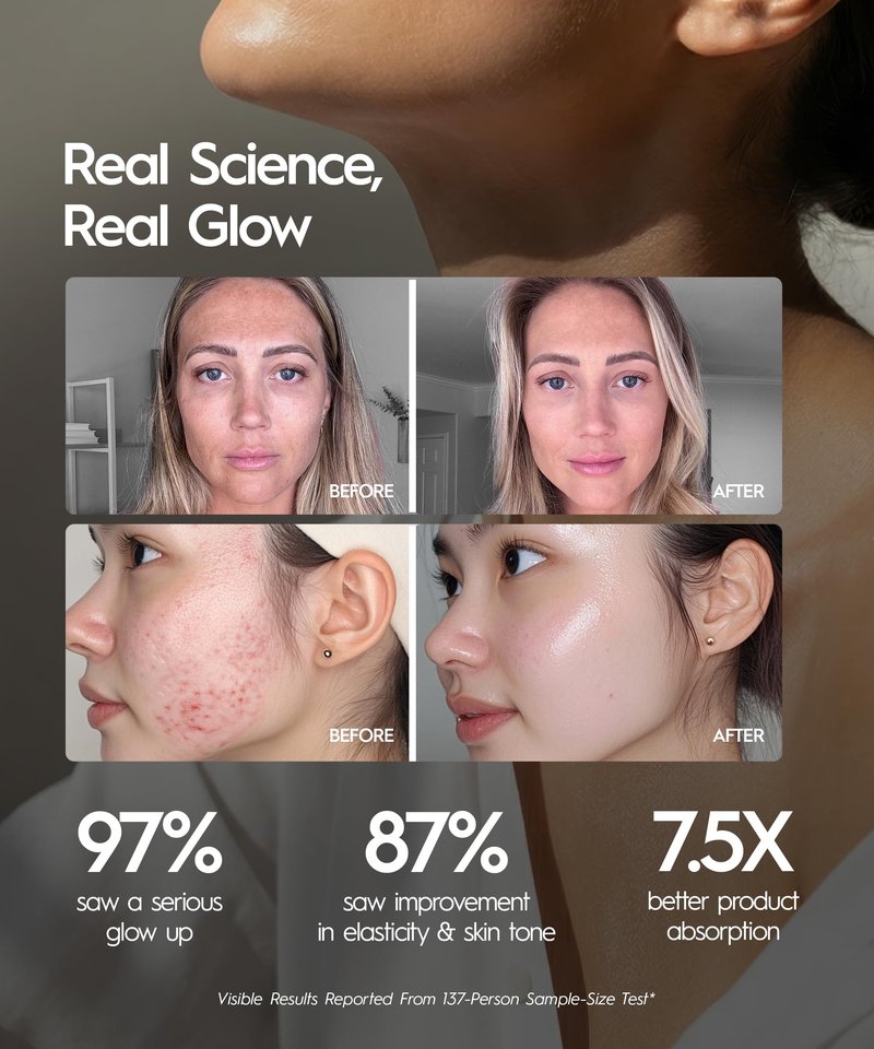REVO Genie Facial Massager for Face and Neck, LED Beauty Device with Heat and Vibration, Depuffing Sculpting Tool with Red Blue Green Light Modes for Skincare Routine