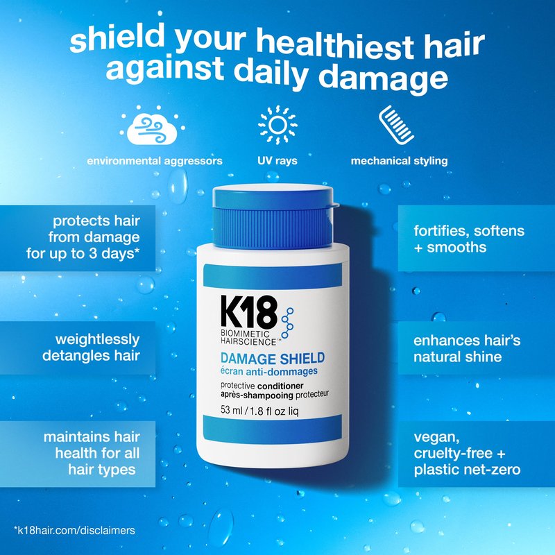 K18 Damage Shield Protective Conditioner, Protects Hair from Daily Damage, Improves Strength & Shine, 1.8 Fl Oz
