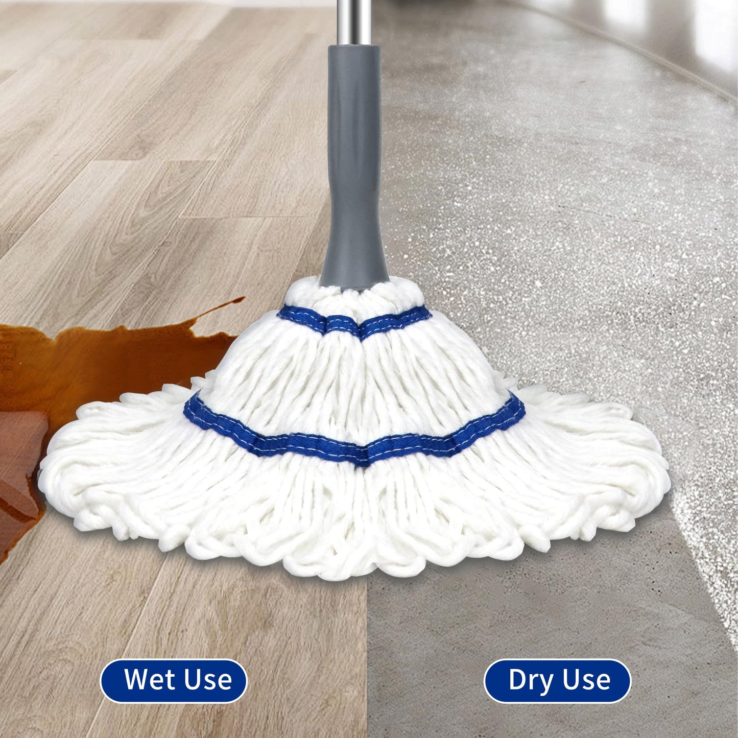 Silkyhose Self-Wringing Twist Mop Cotton Rotating Dry & Wet Mops with Long Handled for Floor Cleaning Kitchen Bathroom Hardwood Vinyl Tile Laminate Household Office