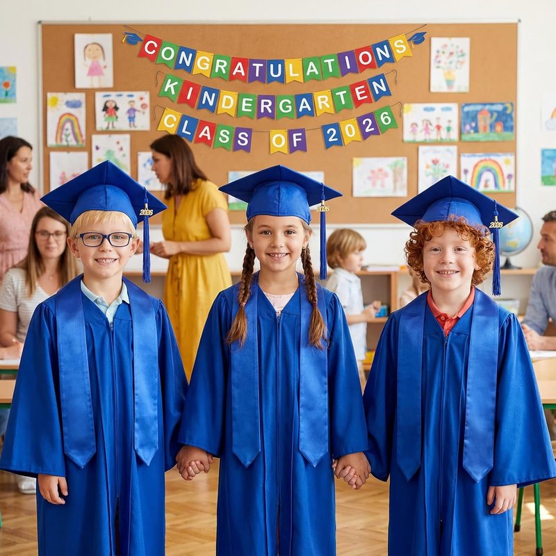 Child Size Graduation Cap and Stole Set - Unisex Preschool Hats with 2026 Tassel | 12 or 24 Pcs