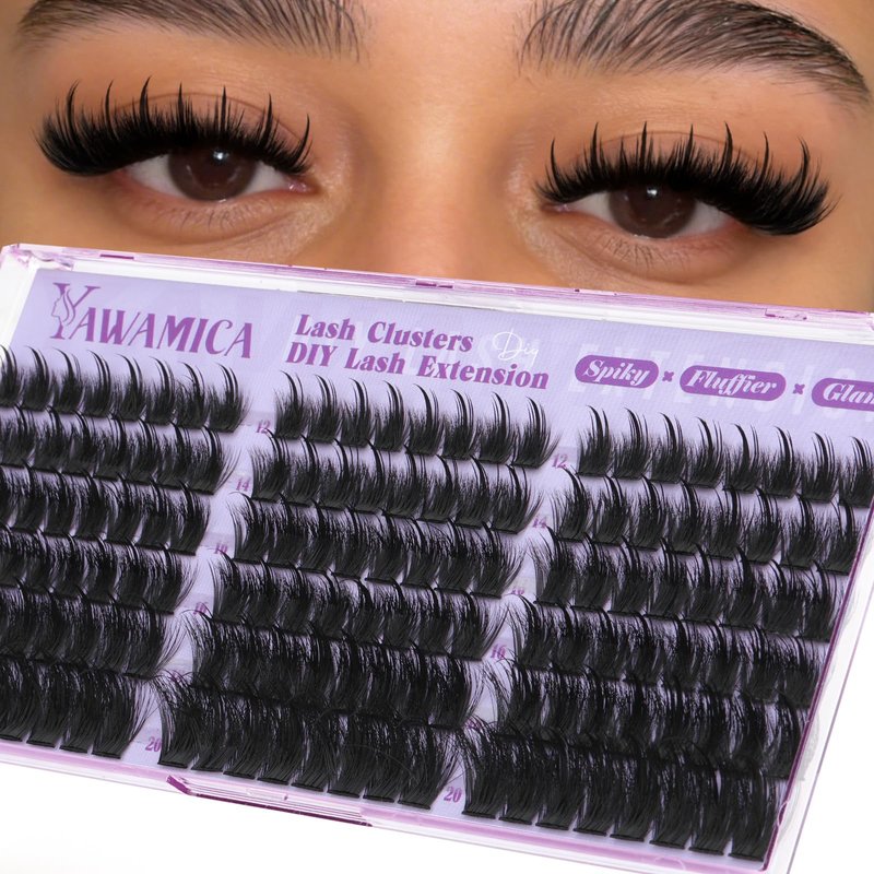 Fluffy Lash Clusters with Spikes Manga Lashes Clusters Wispy Volume Cluster Eyelash Extensions D Curl Spiky Individual Lashes 12-20mm Anime Eyelash Clusters DIY Fairy Manga Lash Extension by Yawamica