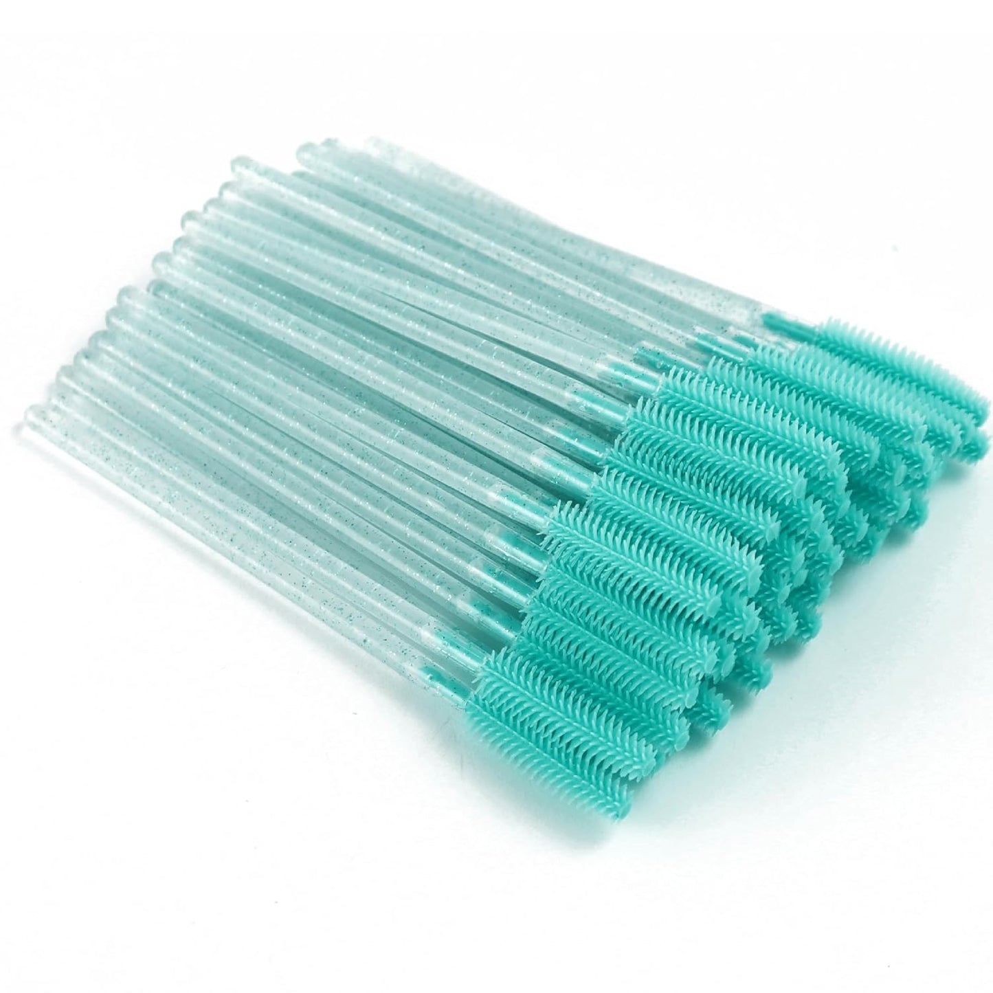 Skiennix Silicone Disposable Mascara Eyelash Wands - 50 Green Crystal Spoolie Brushes & Applicators