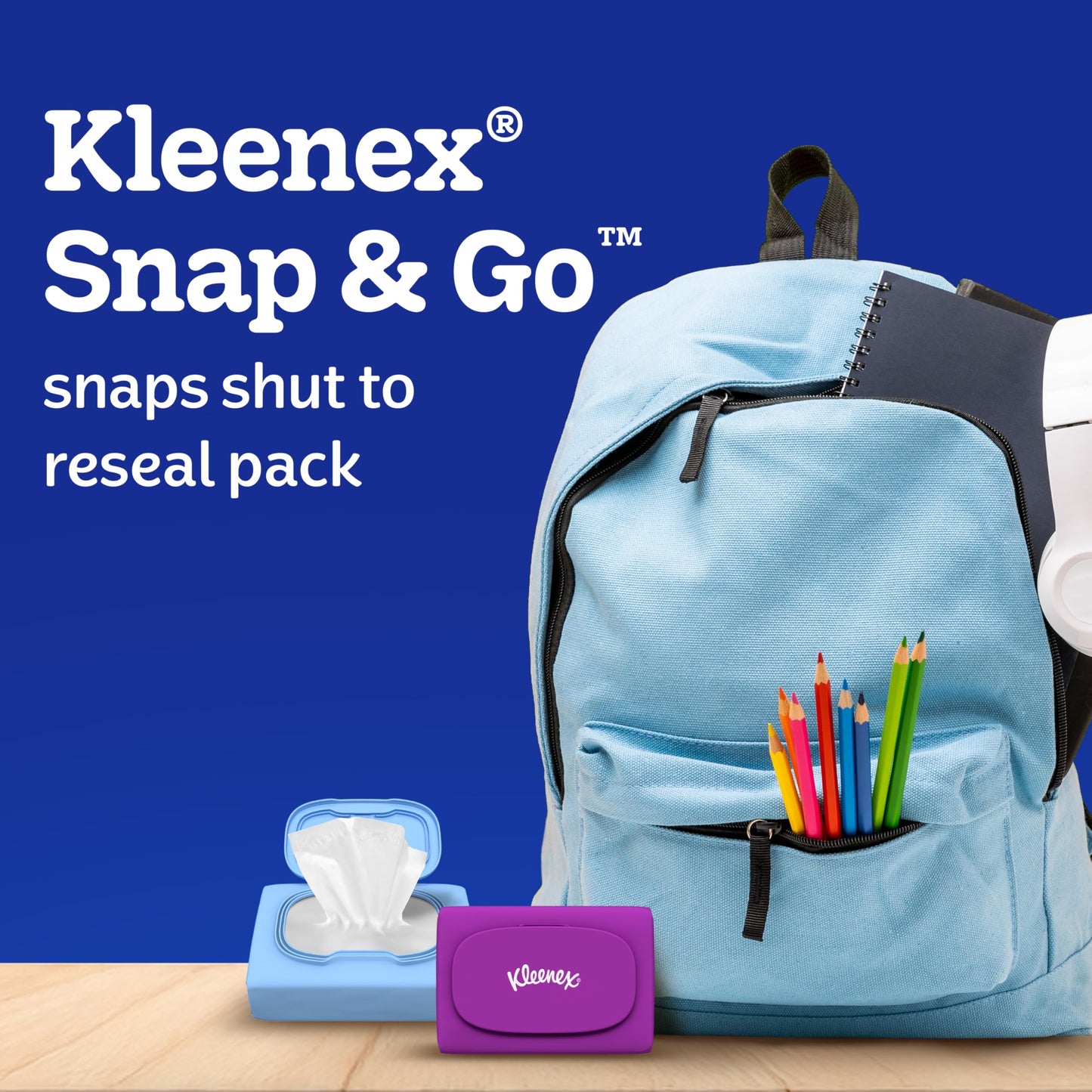Kleenex Snap & Go Ultra Soft Facial Tissues, 4 On-the-Go Packs, 25 Tissues per Pack, 3-Ply, Packaging May Vary