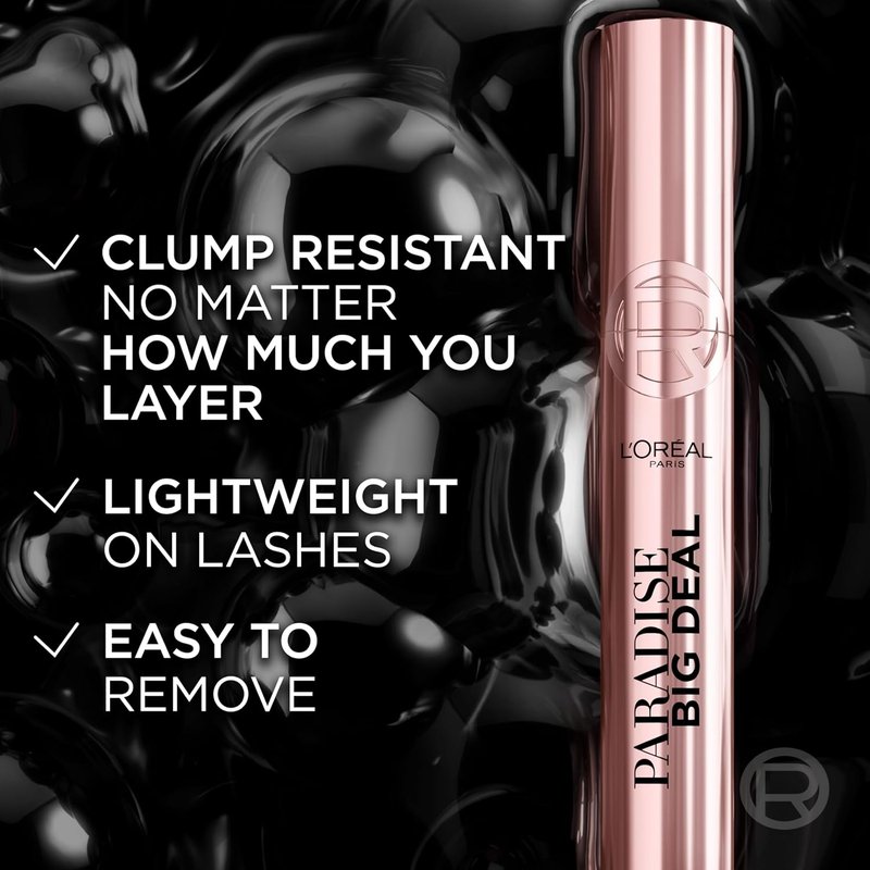 L'Oreal Paris Paradise Mascara - Volumizing & Lengthening, Clump Resistant | Washable Black, 0.33 Fl Oz