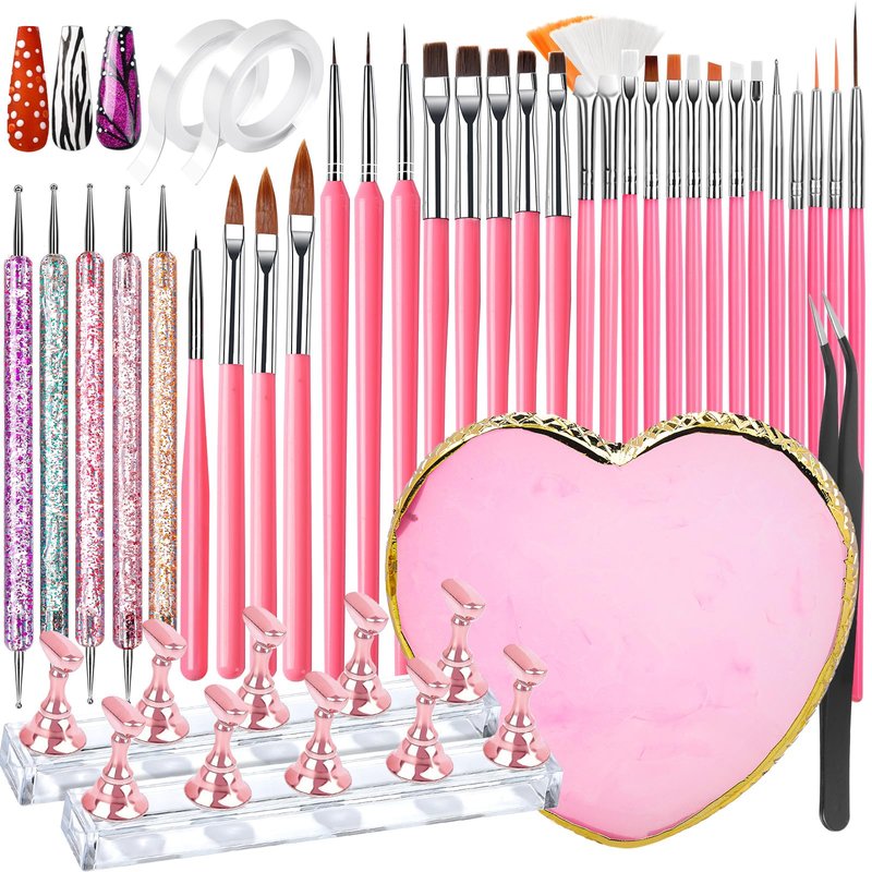 FANDAMEI Nail Art Tools, Nail Design Tools, Nail Art Brushes, Nail Brushes For Nail Art, Nail Art Kit, Nail Stand, Nail Holder For Painting Nails, Nail Dotting Tool, Nail Art Palette, Nail Tools
