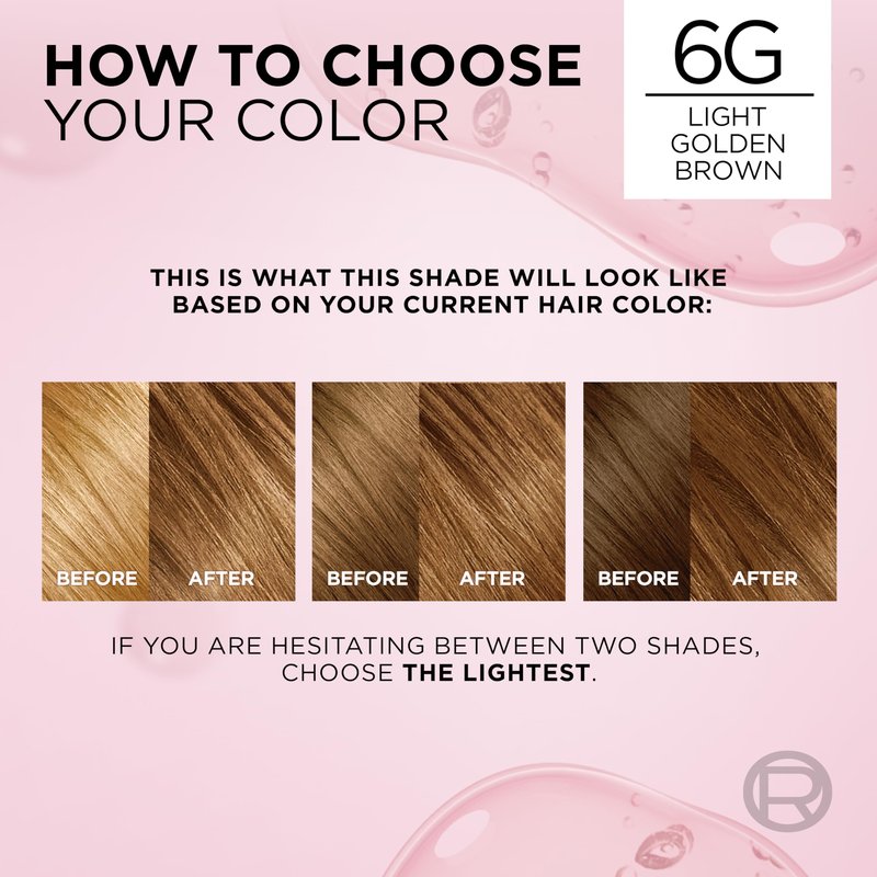 L'Oreal Paris Excellence Crème Permanent Hair Dye, Triple Care Hair Color with Hyaluronic Acid for 100% Gray Coverage, 6G Light Golden Brown, 1 Kit (Pack of 2) (Packaging May Vary)