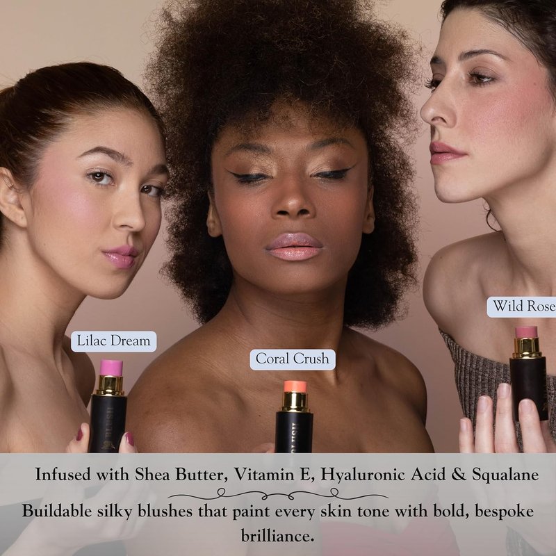 Cream Blush Stick - 3-in-1 Hydrating Makeup for Cheeks, Lips & Eyes | High Pigment Formula with Shea Butter & Hyaluronic Acid | Lilac Color