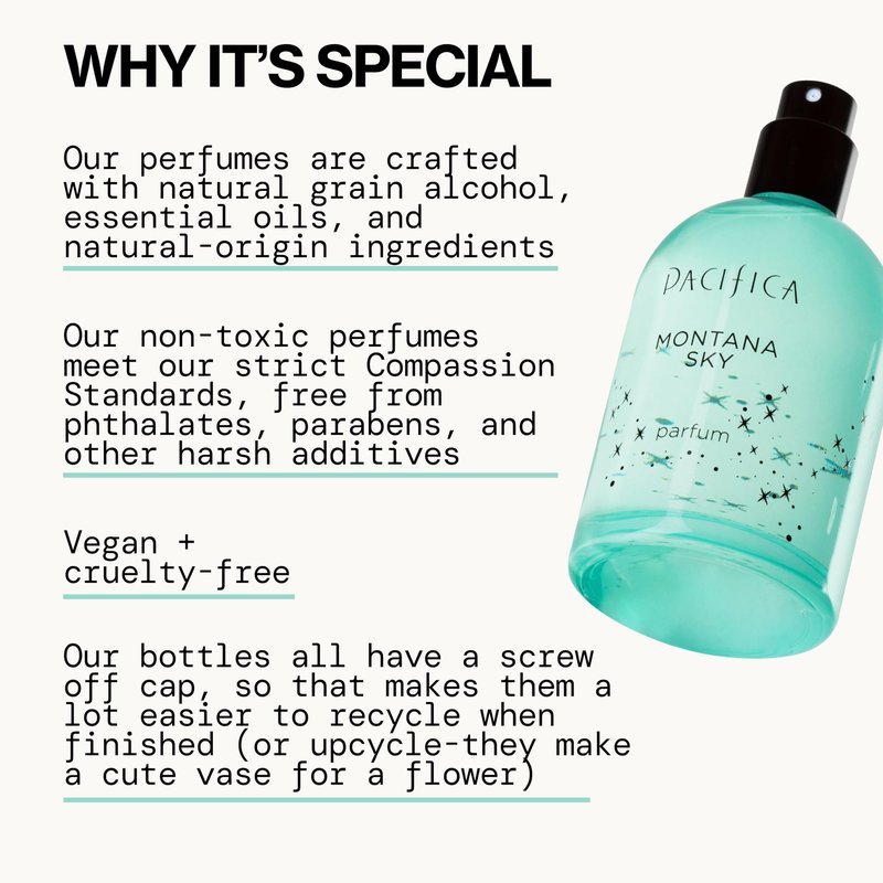 Pacifica Montana Sky Spray Perfume – Clean Vegan Fragrance for Women with Cedarwood & Sage – Grounding Earthy Woodsy Scent w/Cedarwood, Black Pepper, Sage, Cruelty-Free & Long-Lasting, 2 fl oz