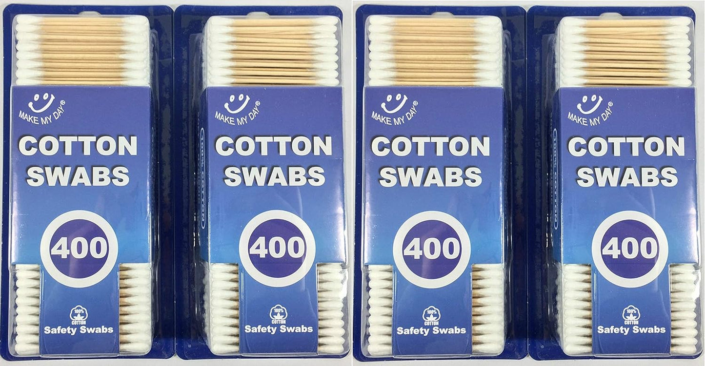 Wooden Cotton Swabs - 100% Cotton Double-Tipped Q-Tips | 1600 Count