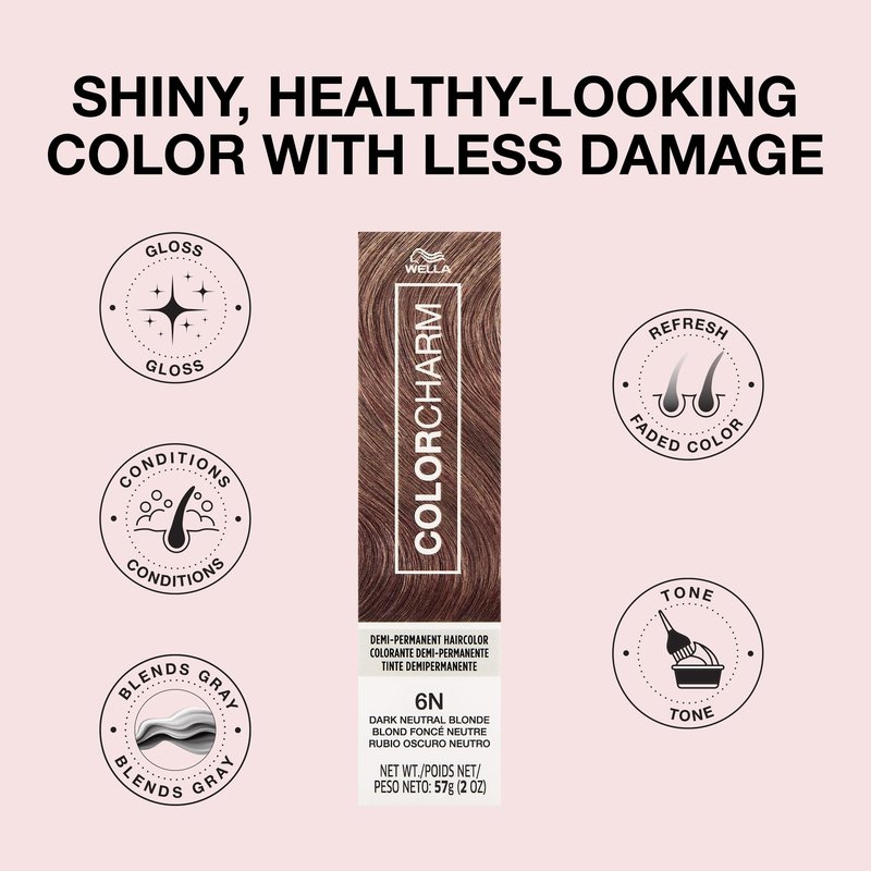 COLORCHARM Demi Permanent Hair Color 6N Dark Neutral Blonde Gloss, Refresh & Tone 2 Fl Oz