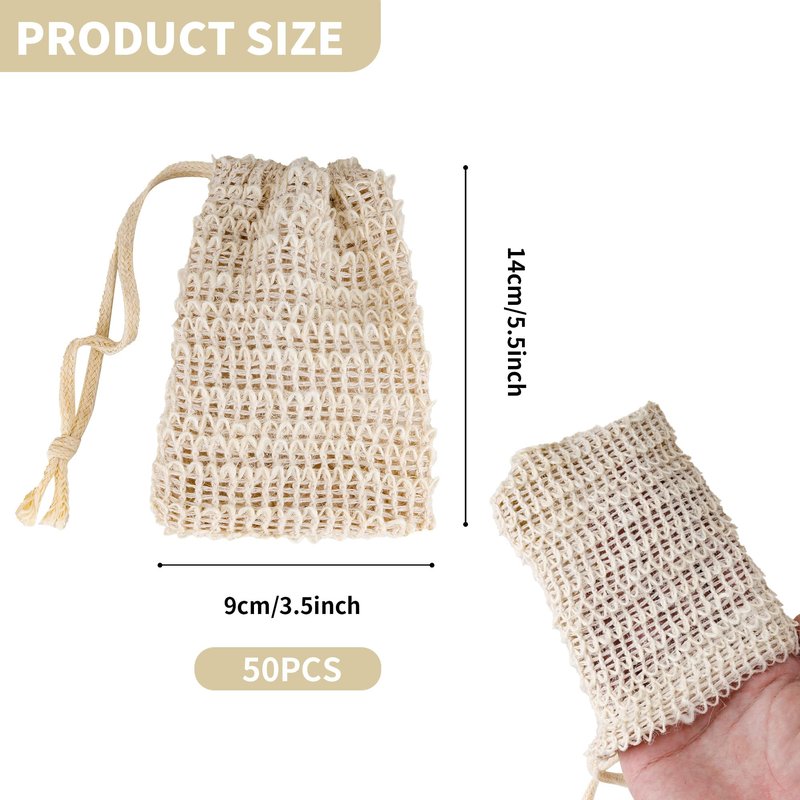 KEJJNYER 50 Pack Soap Saver Bags, Exfoliating Soap Pouch Bar Mesh Bags with Drawstring, Foaming and Drying Soaps Exfoliating Net for Bath and Shower