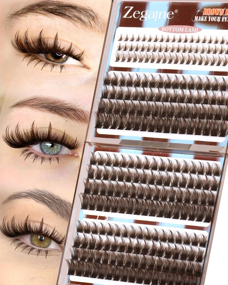 Brown Lash Clusters - Wispy Spiked Bottom Eyelash Extensions | 12-18MM, 264 Pcs